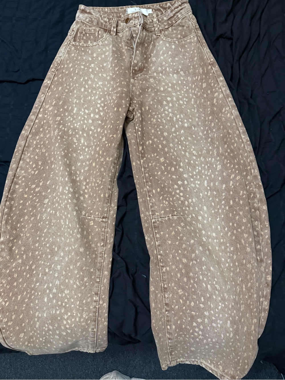 Women's Barrel Speckled Brown Jeans